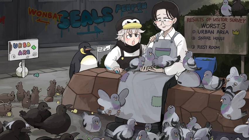 penguin keeper and urban area keeper (zookeepers) drawn by diva_(hyxpk)