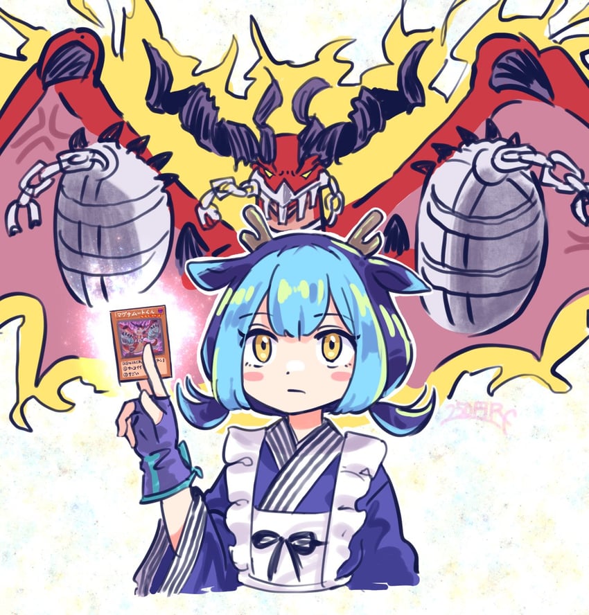 laundry dragonmaid and bystial magnumhut (yu-gi-oh!) drawn by 250en_remon