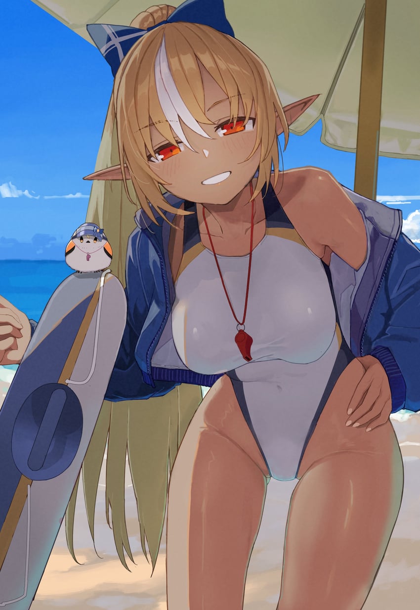 kanna, shiranui flare, and elfriend (blue archive and 1 more) drawn by bouhuman