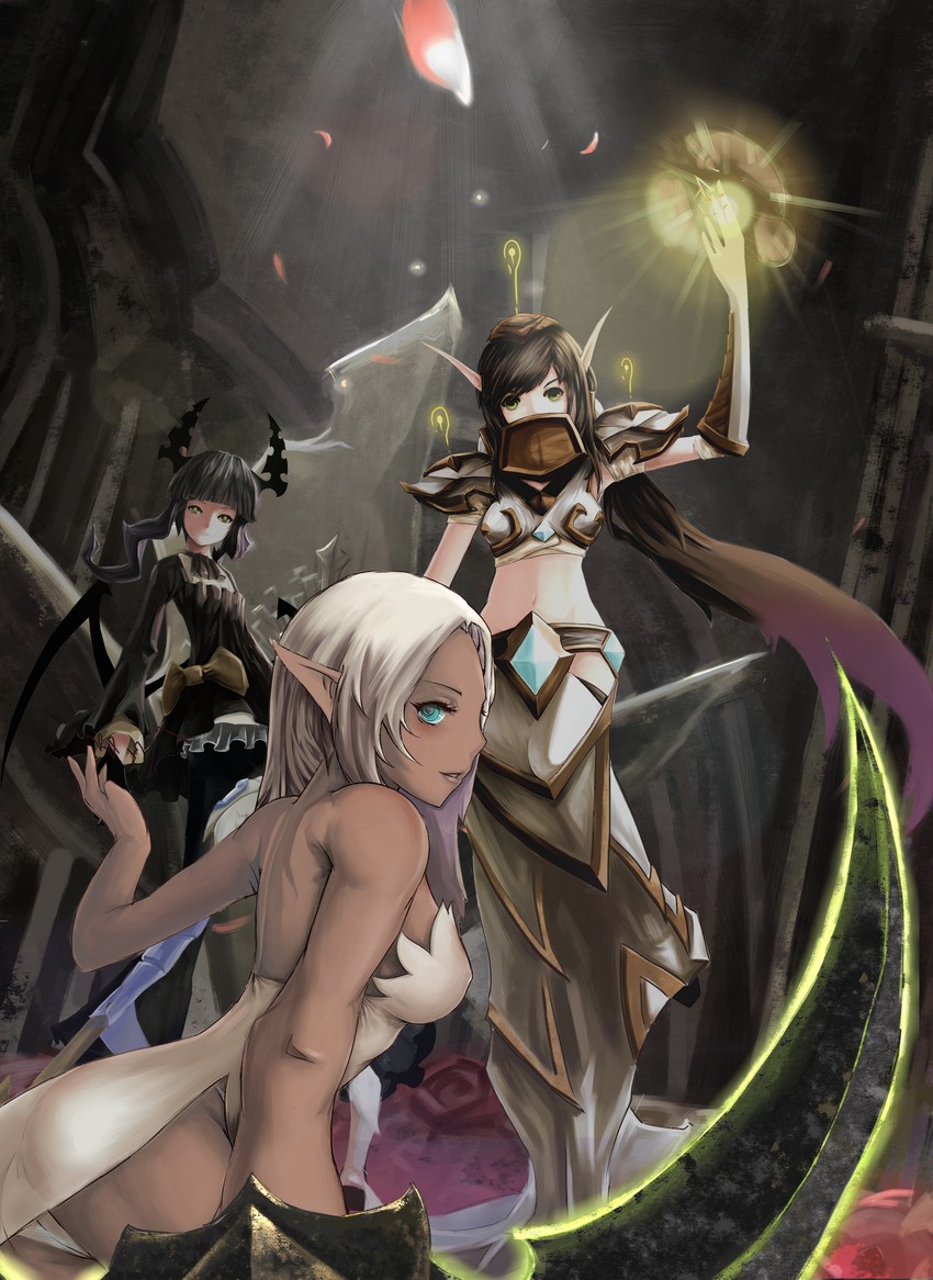 dead master, player character, and paladin (black rock shooter and 2 more) drawn by tree_(chenshu)