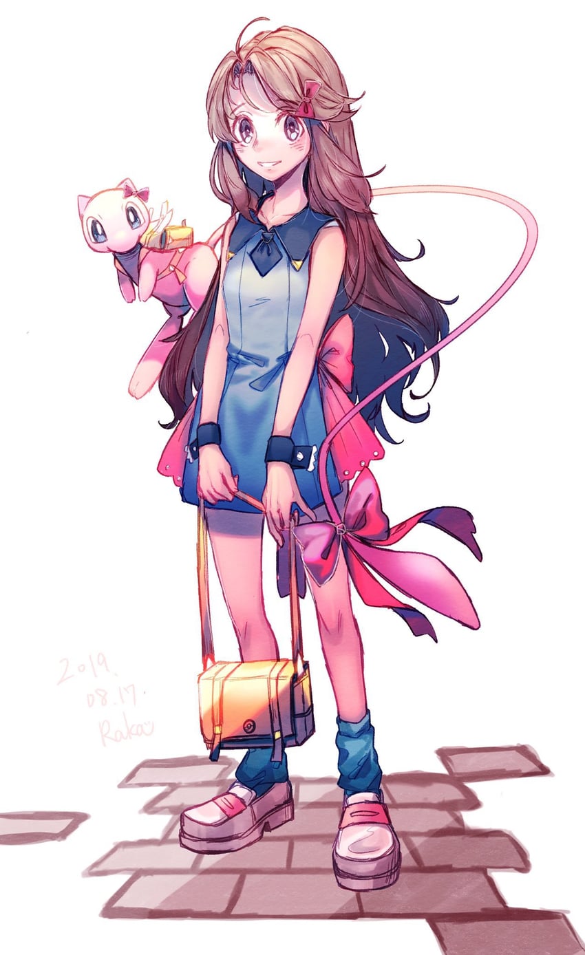 leaf and mew (pokemon and 1 more) drawn by r.aka.