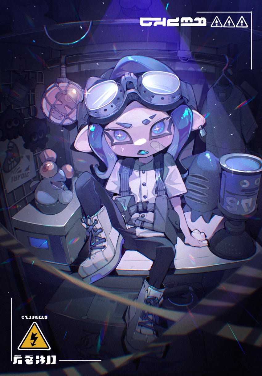 octoling player character, octoling girl, and smallfry (splatoon) drawn by dingzi