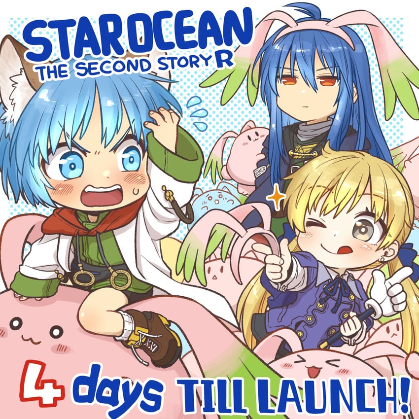 leon geeste, dias flac, welch vineyard, and bunny (star ocean and 2 more) drawn by nekomura_otako
