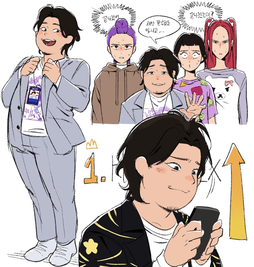 rumi, zoey, mira, and bobby (kpop demon hunters) drawn by 990shitpost