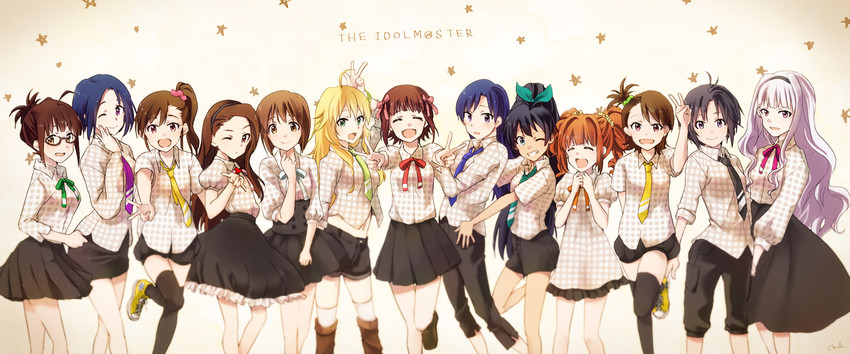 hoshii miki, kisaragi chihaya, amami haruka, kikuchi makoto, shijou takane, and 8 more (idolmaster) drawn by mdk_(m-kuri)