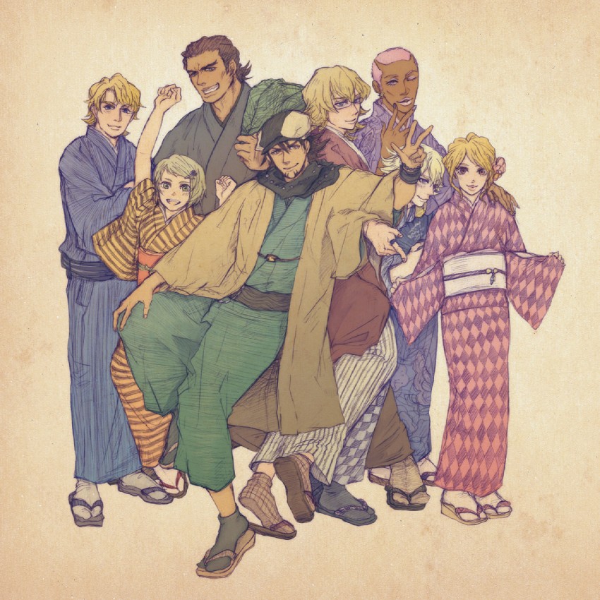 barnaby brooks jr., kaburagi t. kotetsu, ivan karelin, huang pao-lin, karina lyle, and 3 more (tiger & bunny) drawn by lotte28