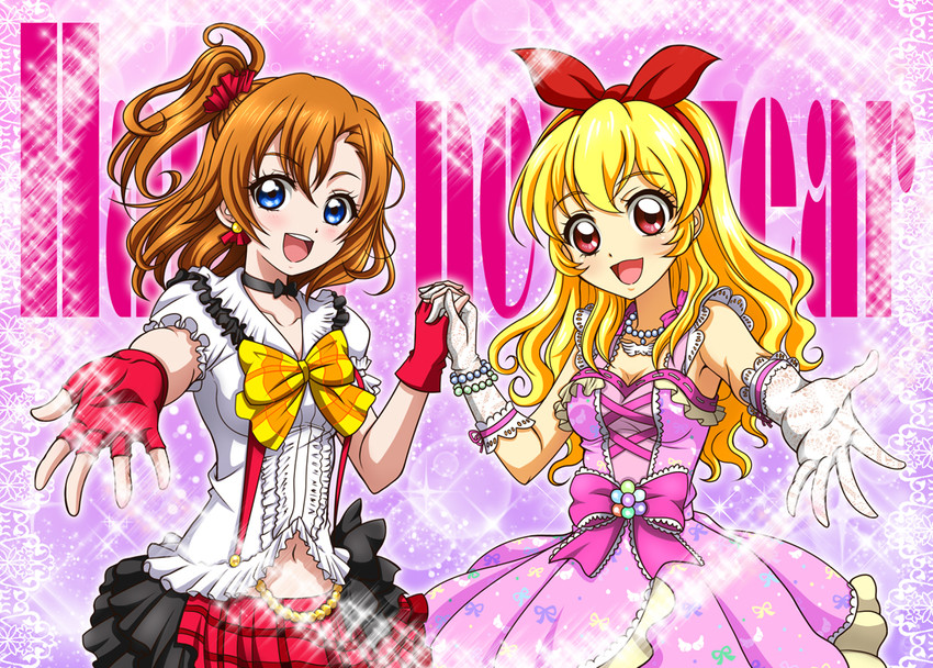 kosaka honoka and hoshimiya ichigo (love live! and 3 more) drawn by hanzou
