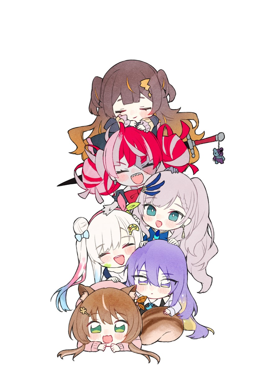 kureiji ollie, moona hoshinova, pavolia reine, ayunda risu, anya melfissa, and 2 more (hololive and 1 more) drawn by neru_(flareuptf1)