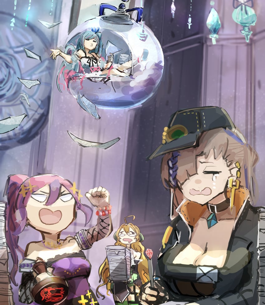 rilliona, witchcrafter madame verre, witchcrafter haine, genni, witchcrafter genni, and 1 more (yu-gi-oh!) drawn by hatano_kiyoshi