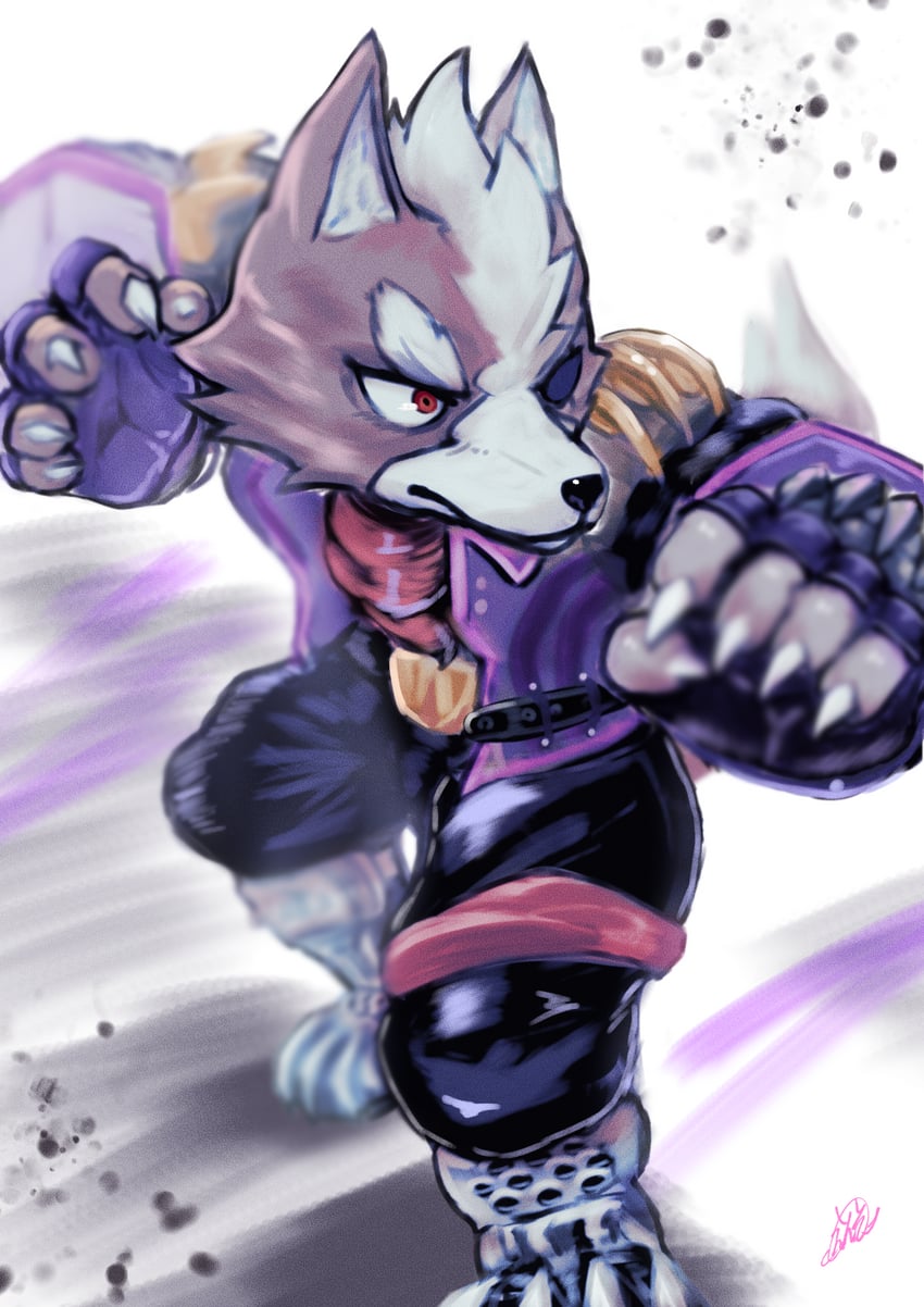 wolf o'donnell (super smash bros. and 1 more) drawn by enso_turtle