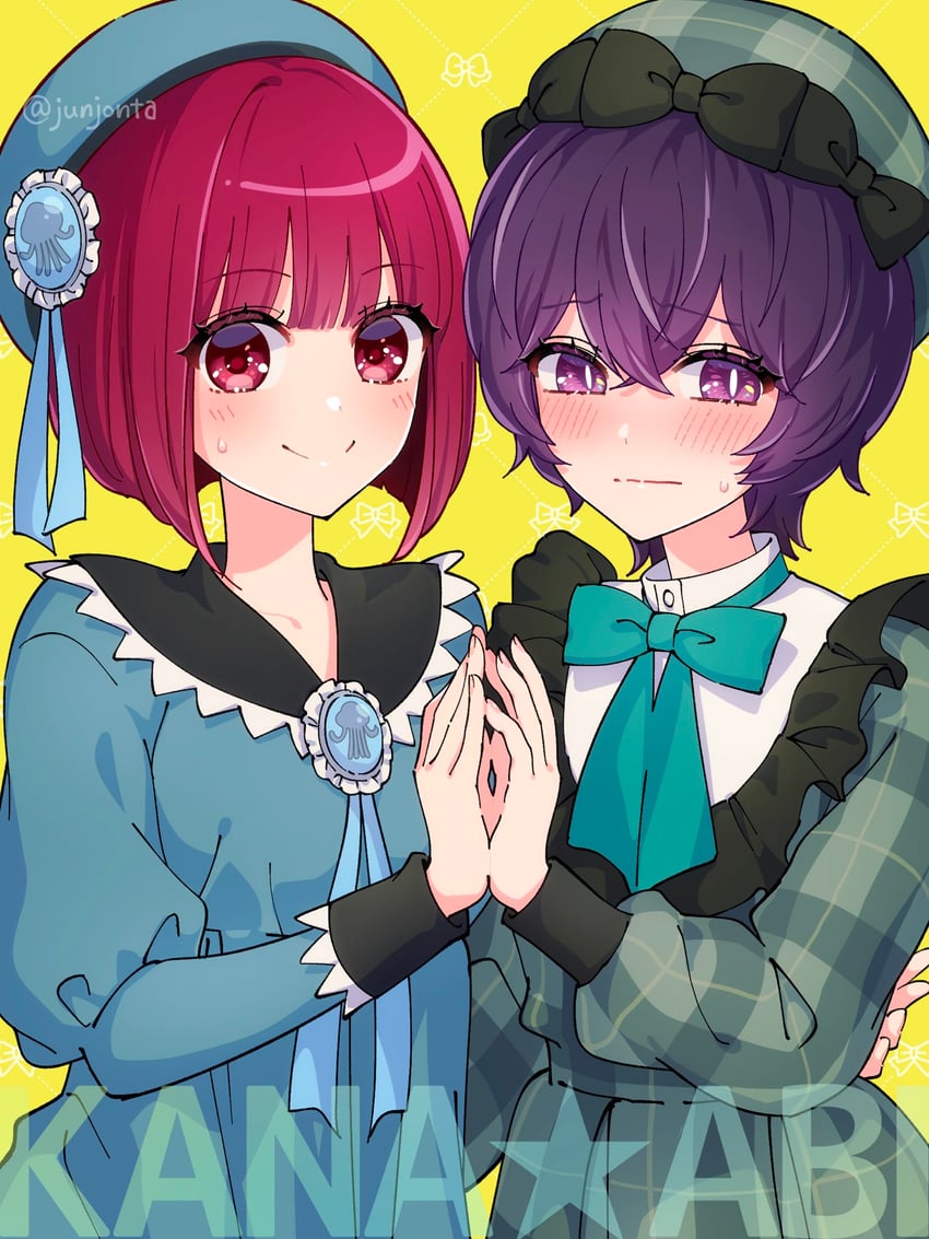 arima kana and samejima abiko (oshi no ko) drawn by junjonta