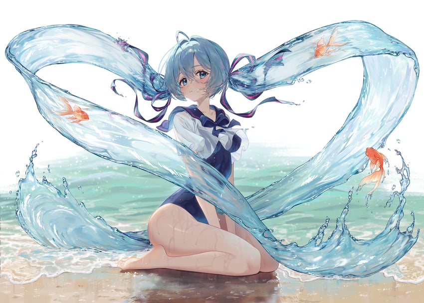 hatsune miku and bottle miku (vocaloid) drawn by seoki_(hi3031)