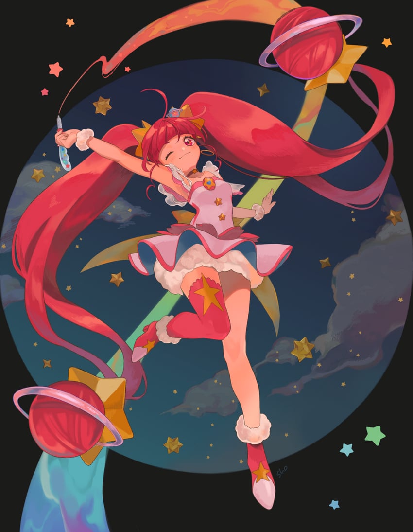 hoshina hikaru and cure star (precure and 1 more) drawn by qing_(sankakuosushi)