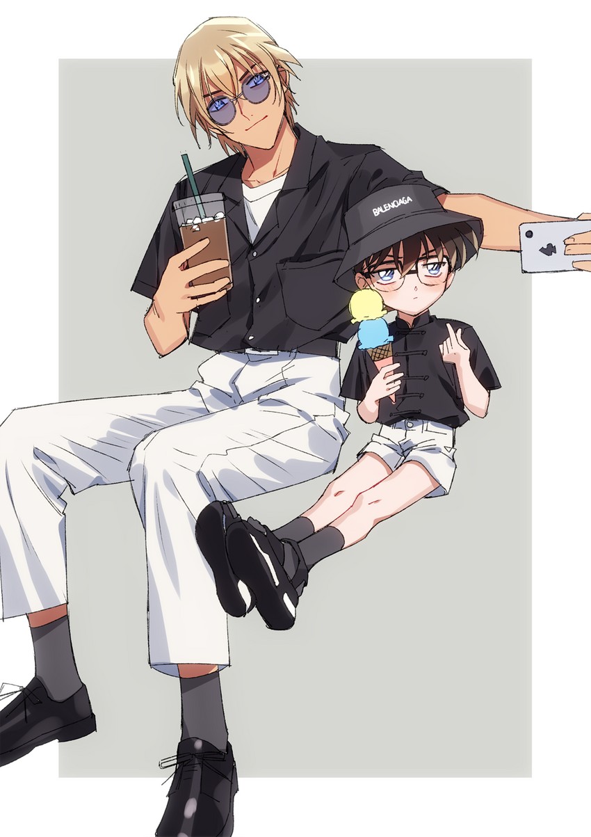 edogawa conan and amuro tooru (meitantei conan) drawn by k_(gear_labo)