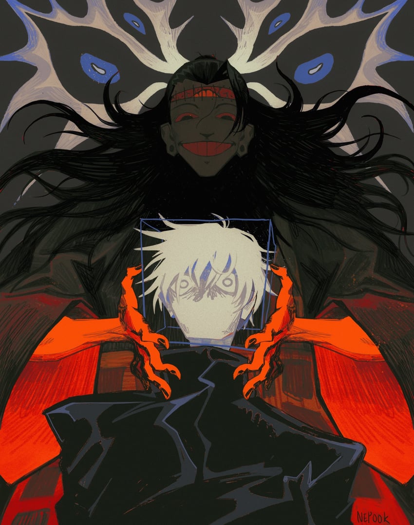 gojou satoru and getou suguru (jujutsu kaisen) drawn by nepook