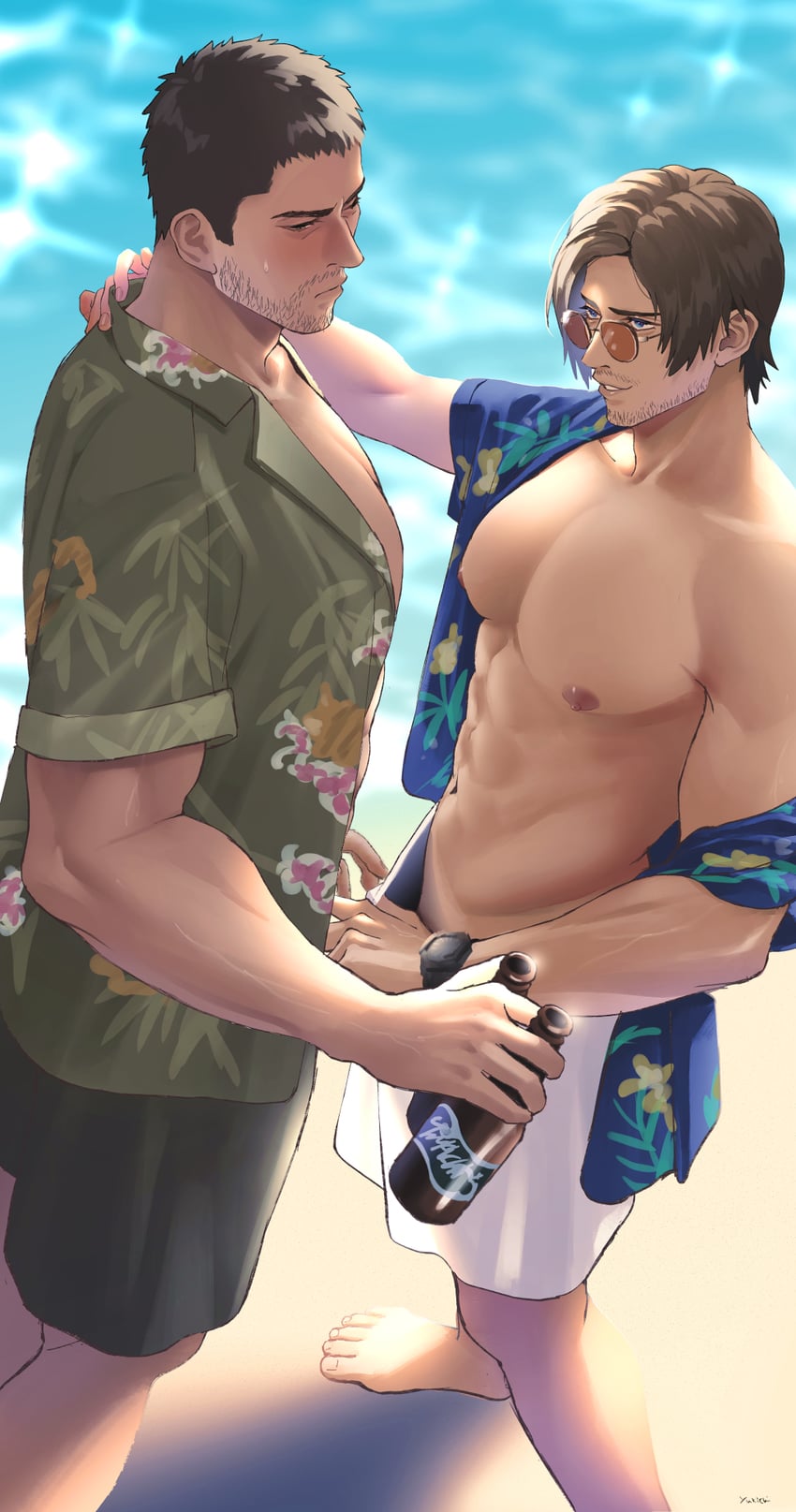 leon s. kennedy and chris redfield (resident evil and 1 more) drawn by yukichikichi