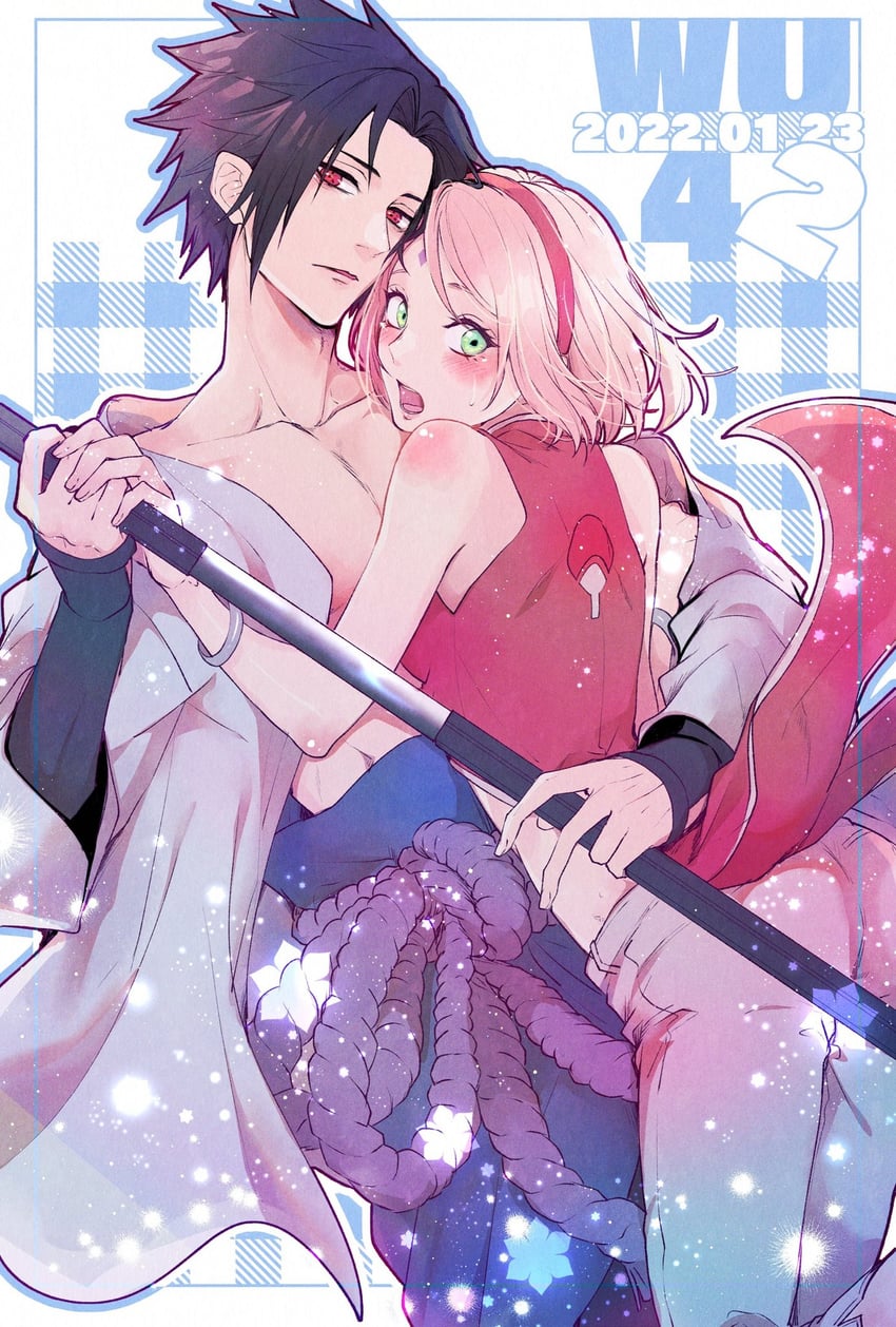 haruno sakura and uchiha sasuke (naruto) drawn by suzu_(tg_390)