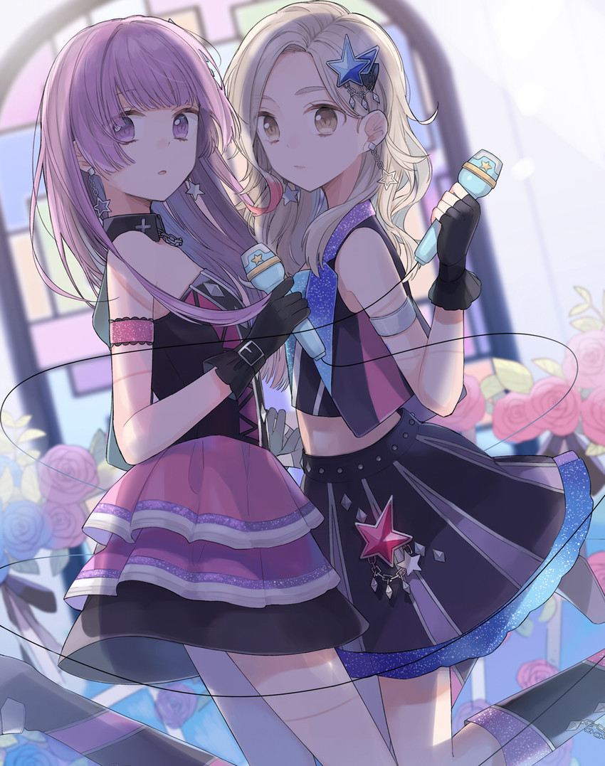 hikami sumire and kurosawa rin (aikatsu!) drawn by chiri_(ch!)