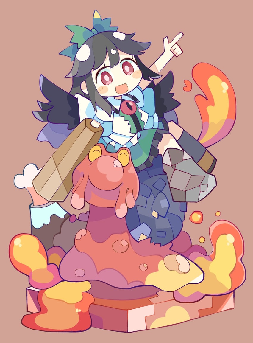 reiuji utsuho and magcargo (touhou and 1 more) drawn by baron_(x5qgeh)