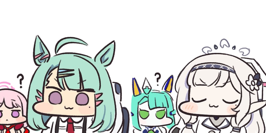 himari, eimi, sugar lights, and mecha umamusume st-2 (blue archive and 1 more) drawn by jazz_jack
