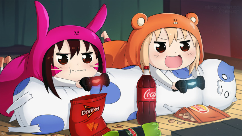 doma umaru, komaru, d.va, and nekoronbusu (overwatch and 4 more) drawn by lindaroze