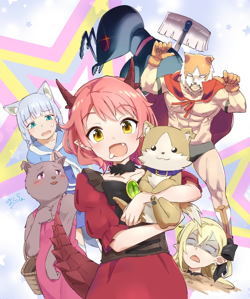 shigure, fafnir guildmelag linda blair hanako, camilla vanstein, shibata genzou, jeeg, and 2 more (kemonomichi) drawn by makurabe_shouma