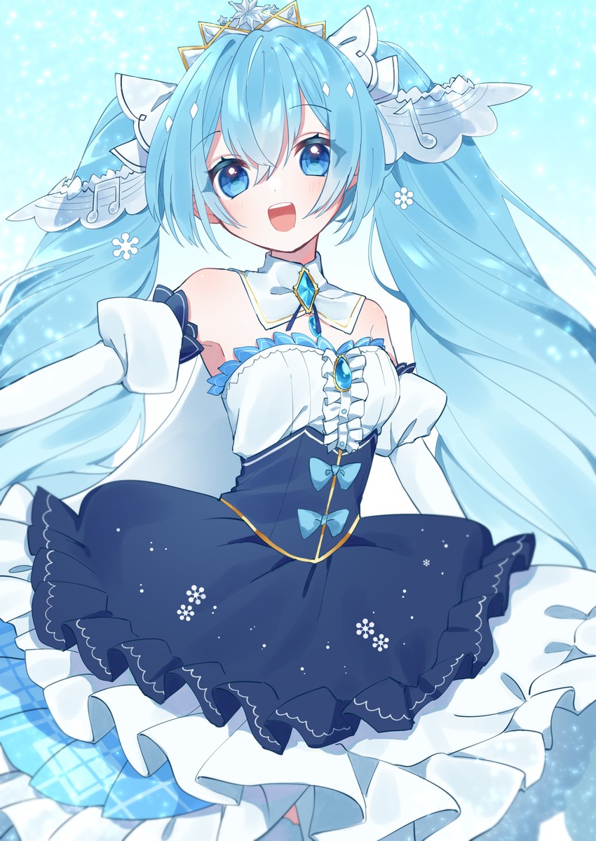hatsune miku and yuki miku (vocaloid) drawn by mochizuki_mochi