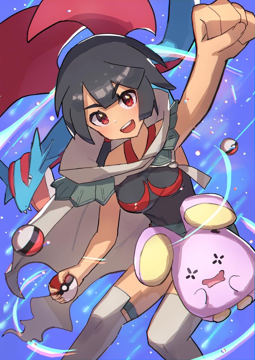 zinnia, salamence, and whismur (pokemon and 1 more) drawn by chaki_illustrator