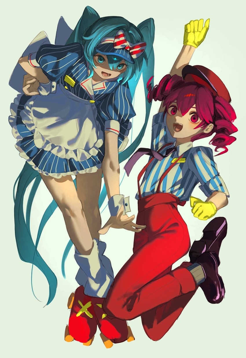 hatsune miku and kasane teto (vocaloid and 2 more) drawn by jiuhez