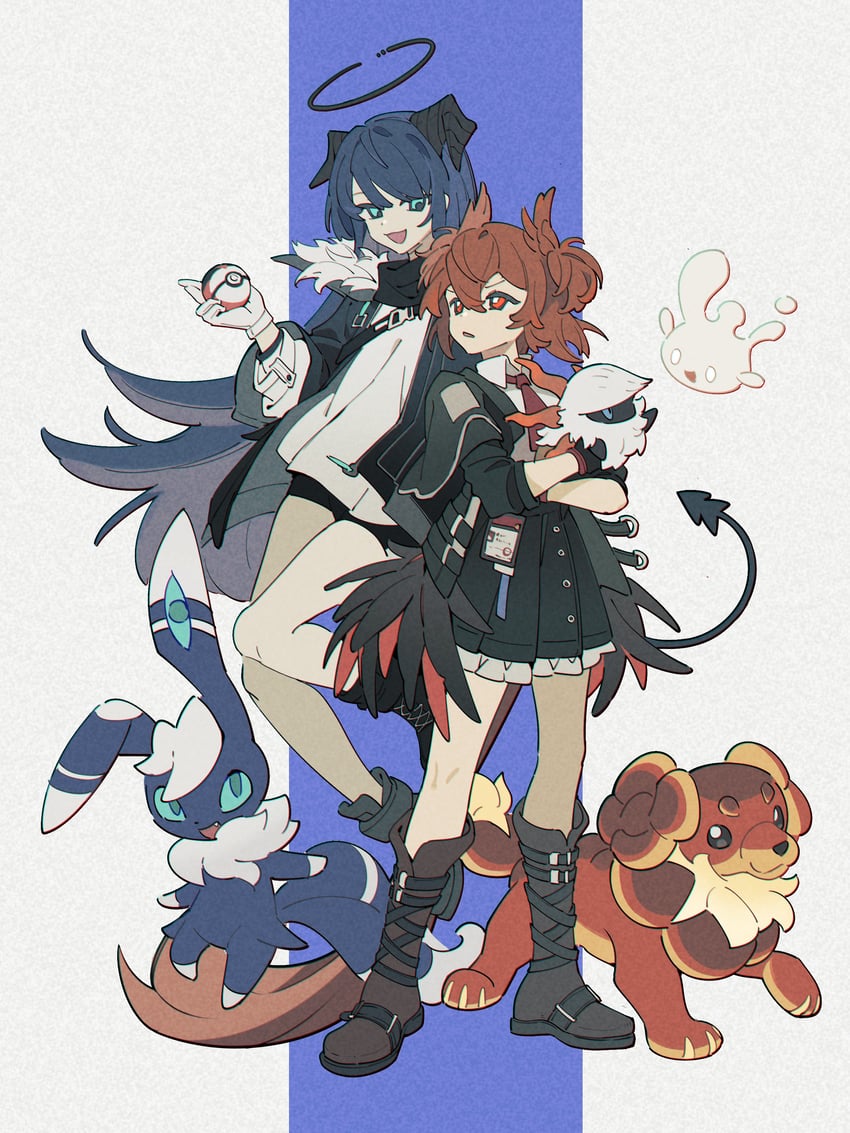 mostima, fiammetta, meowstic, milcery, larvesta, and 1 more (pokemon and 1 more) drawn by lanjiujiu