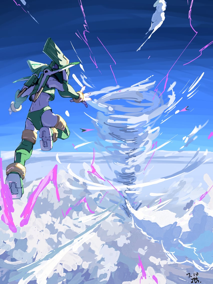 sage harpuia (mega man and 1 more) drawn by omochi_(mochi_skymega)