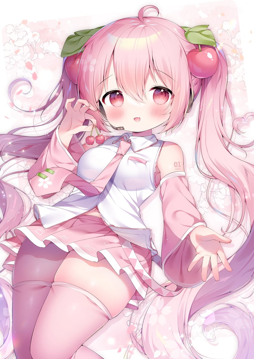 hatsune miku and sakura miku (vocaloid) drawn by tsukimi_mumi