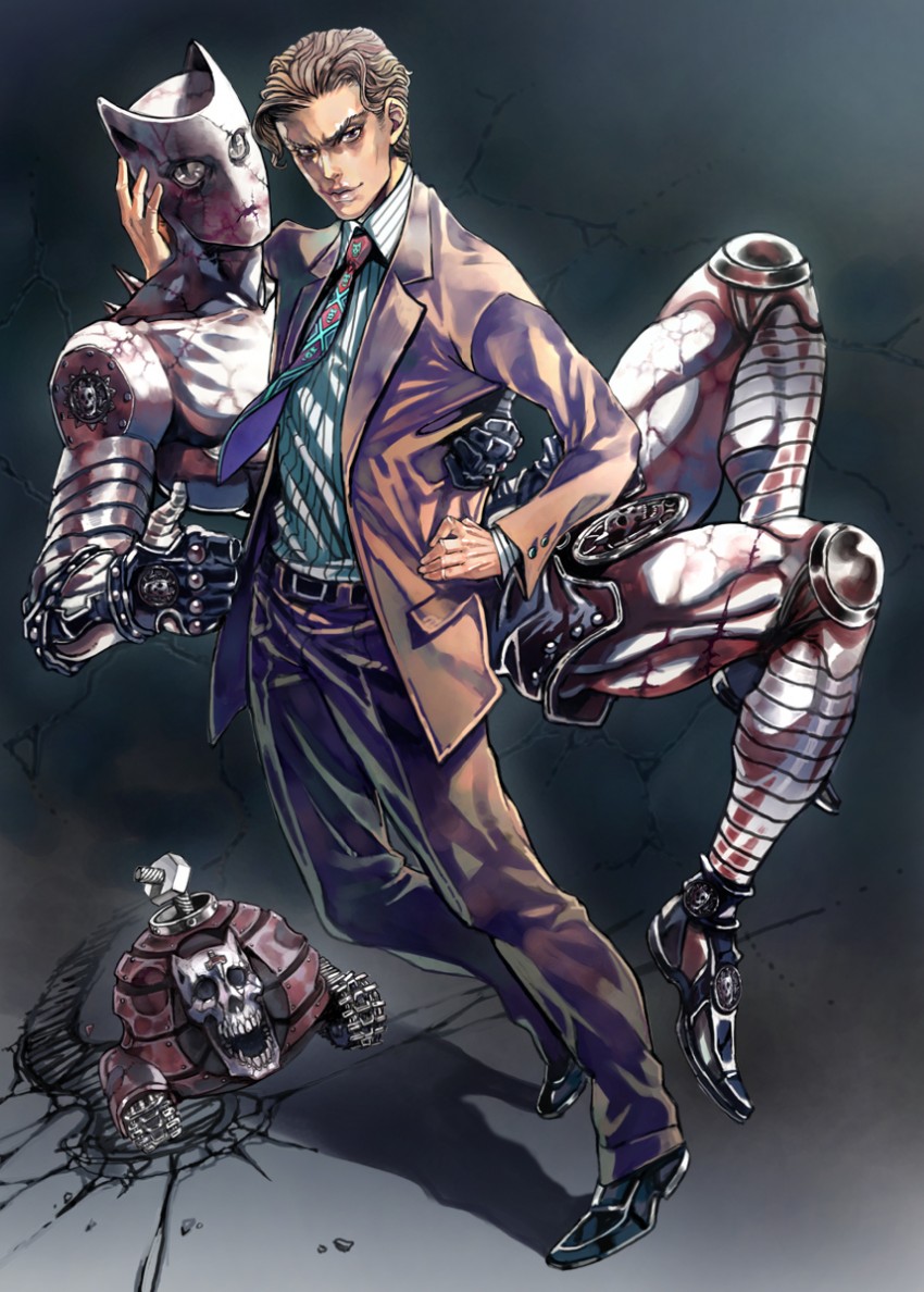 kira yoshikage, killer queen, and sheer heart attack (jojo no kimyou na bouken and 1 more) drawn by touge_(kubiwa_tsuki)