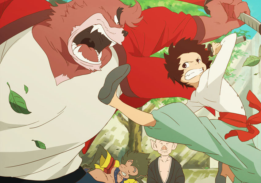 kumatetsu, kyuuta, tatara, and hyakushubo (bakemono no ko) drawn by corn_potako