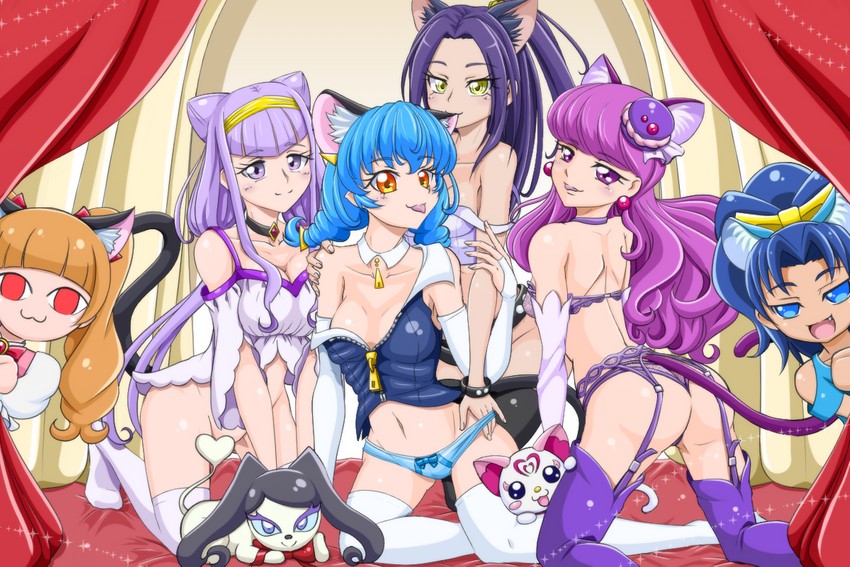 kurokawa eren, seiren, kotozume yukari, hummy, tategami aoi, and 4 more (precure and 5 more) drawn by bechamel