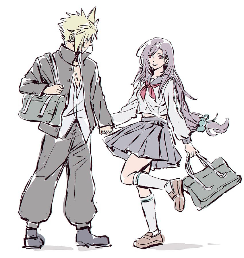 tifa lockhart and cloud strife (final fantasy and 2 more) drawn by morgengischt