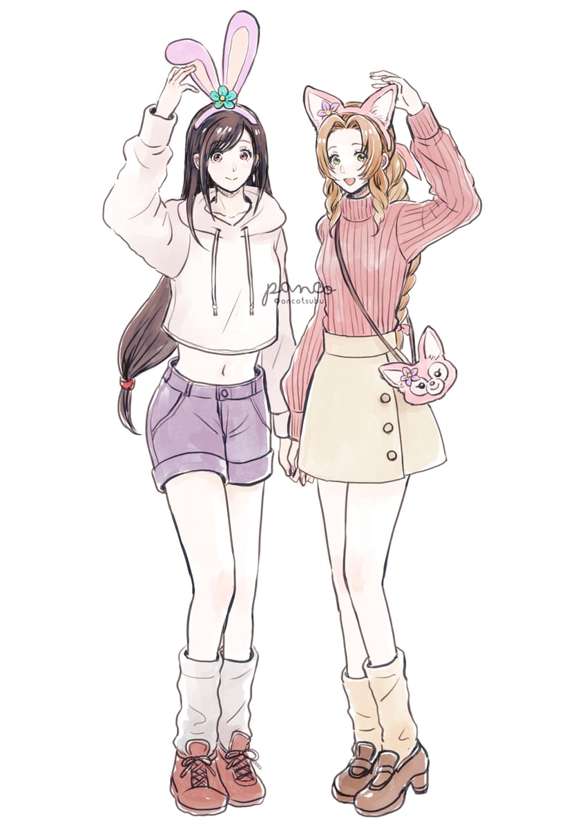 tifa lockhart and aerith gainsborough (final fantasy and 2 more) drawn by ancotsubu