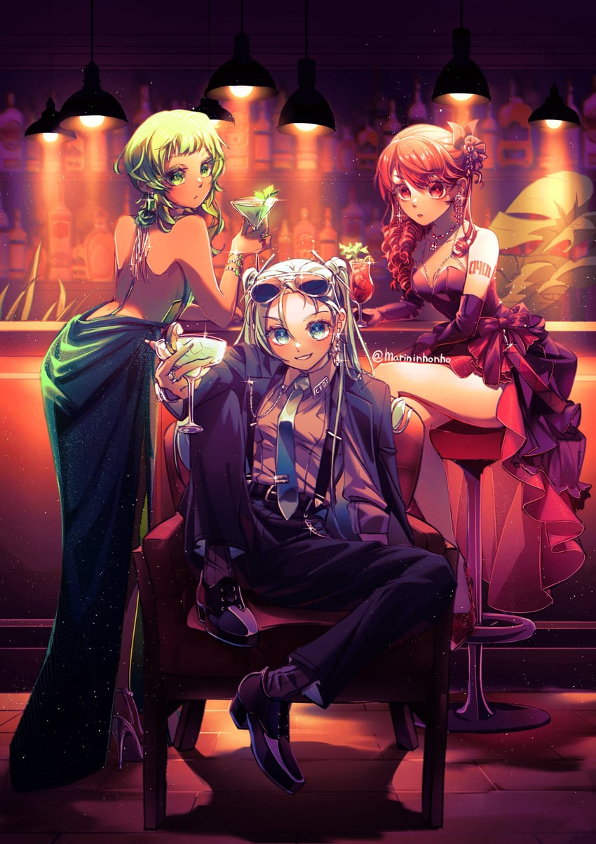 hatsune miku, kasane teto, and gumi (vocaloid and 1 more) drawn by marininho