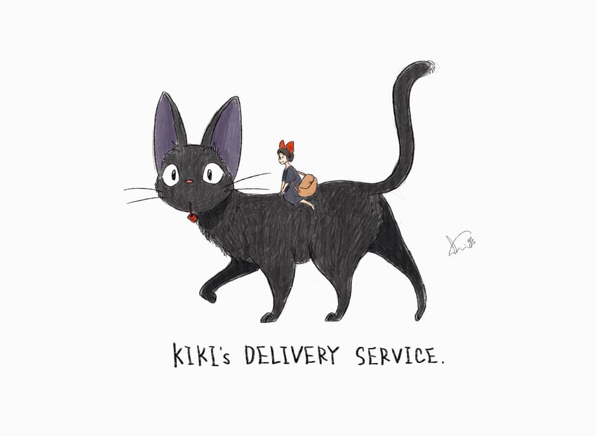 kiki and jiji (majo no takkyuubin) drawn by dorasakio
