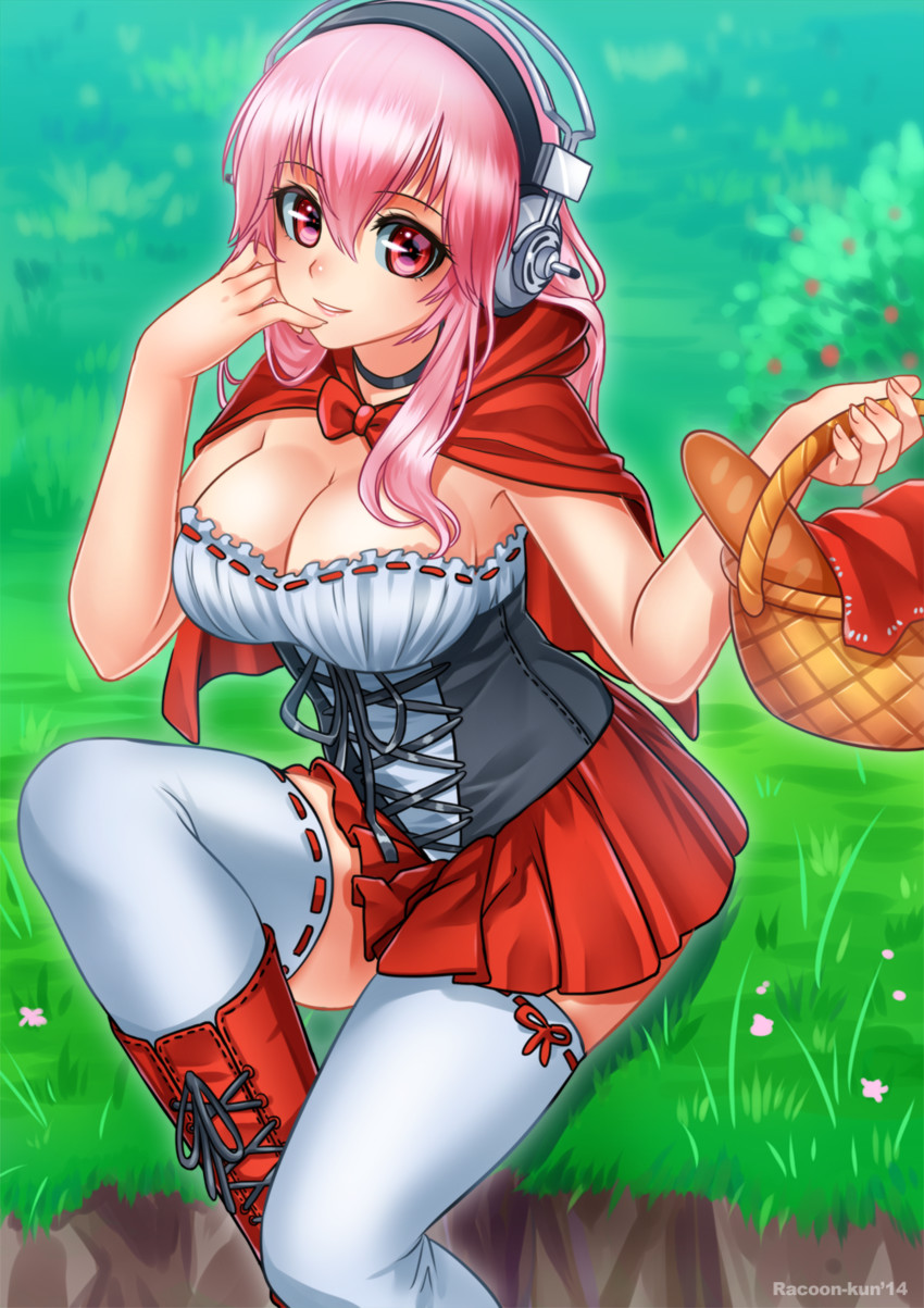 super sonico and little red riding hood (nitroplus and 1 more) drawn by racoon-kun