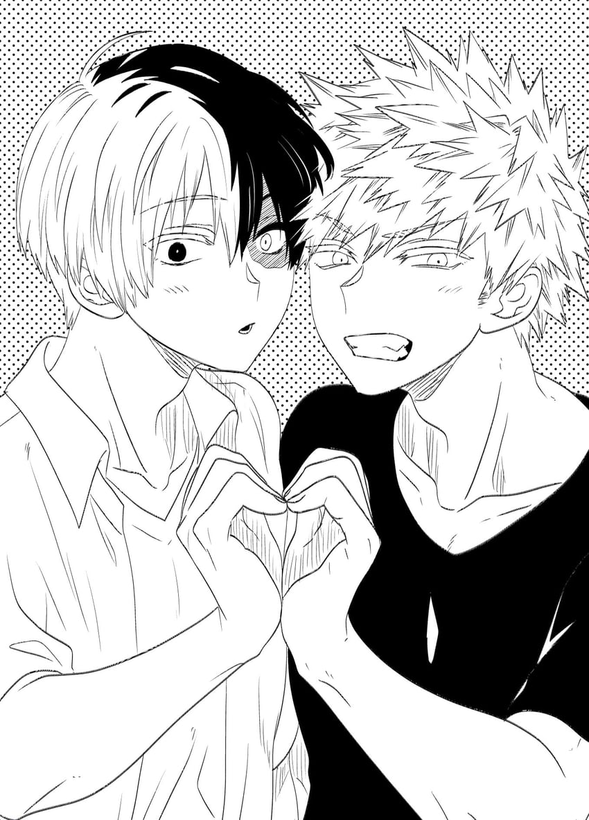 bakugou katsuki and todoroki shoto (boku no hero academia) drawn by ikuhashi_muiko