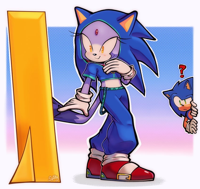 hatsune miku, sonic the hedgehog, and blaze the cat (vocaloid and 3 more) drawn by spidercheetos