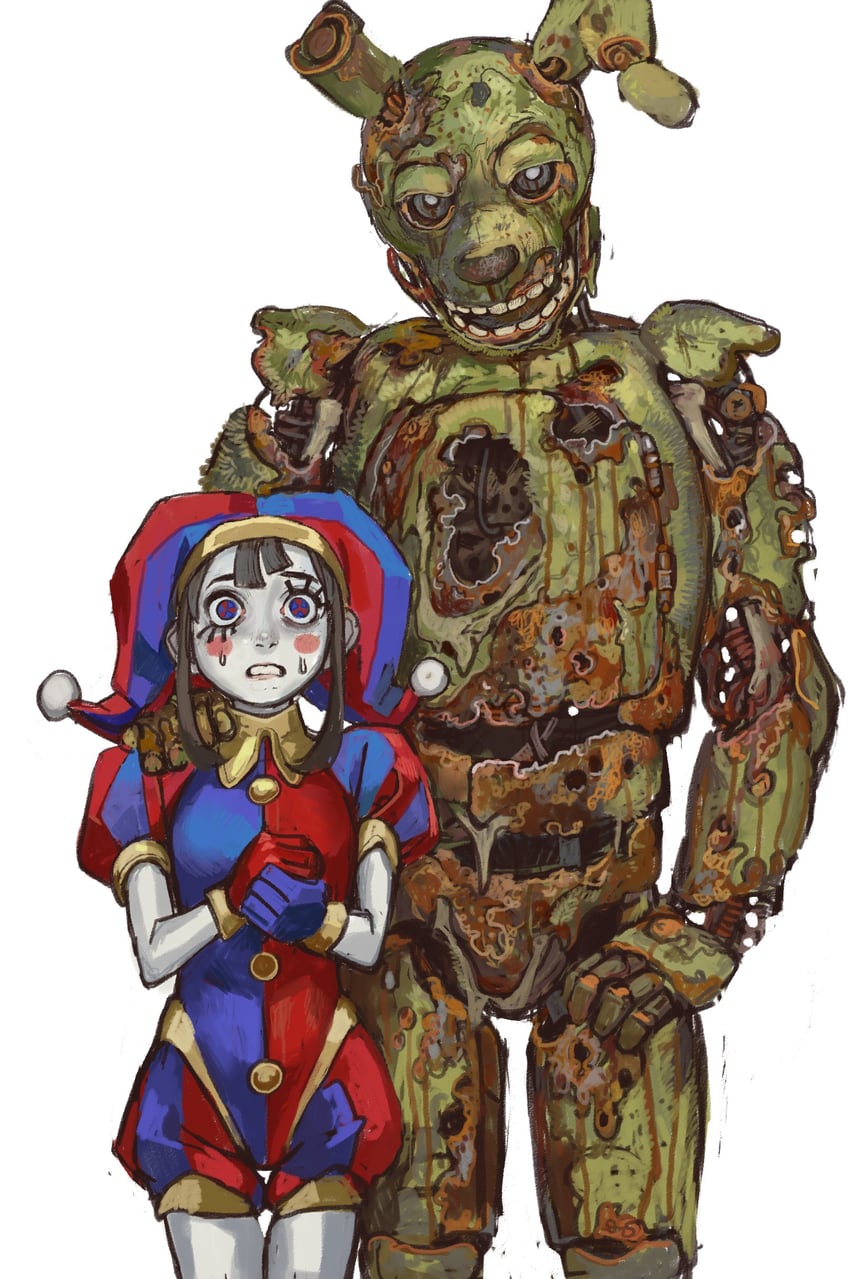 pomni and springtrap (the amazing digital circus and 1 more) drawn by mossacannibalis