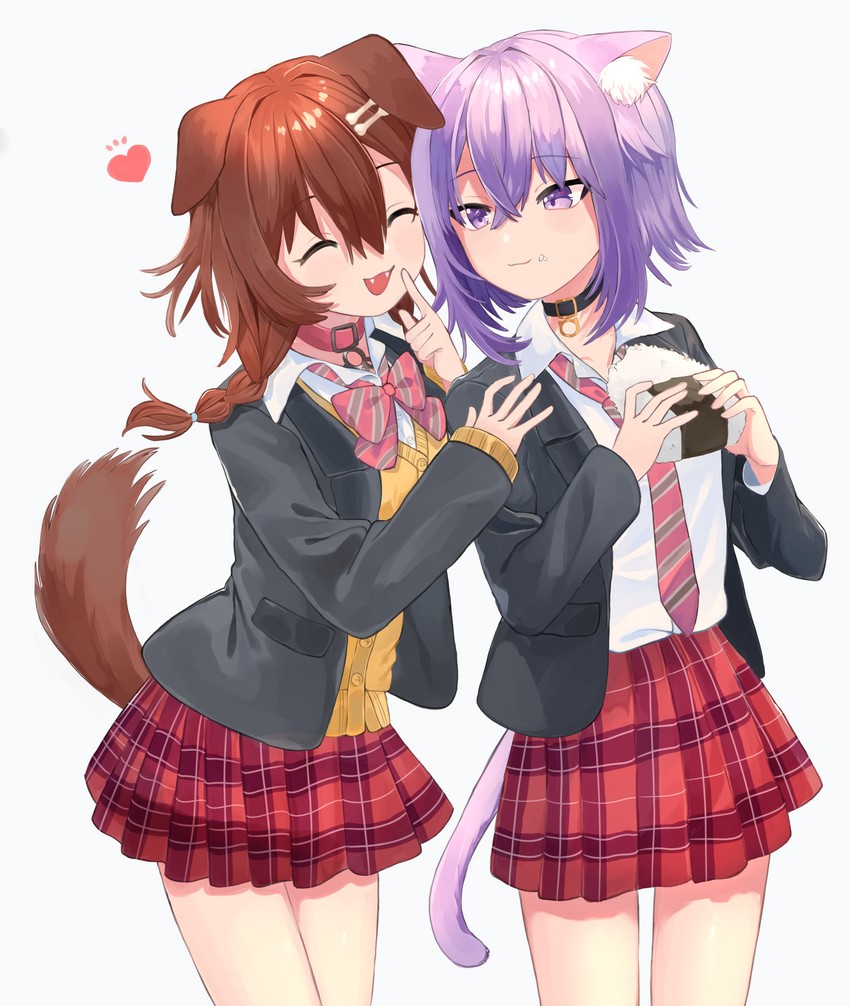 nekomata okayu and inugami korone (hololive) drawn by oji_(osushi_ojisan)