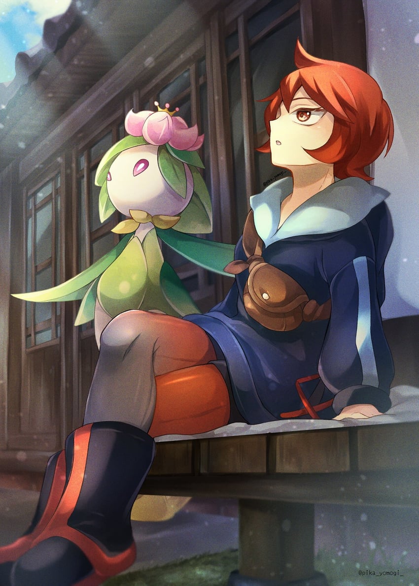 arezu and hisuian lilligant (pokemon and 1 more) drawn by yomogi_(black-elf)