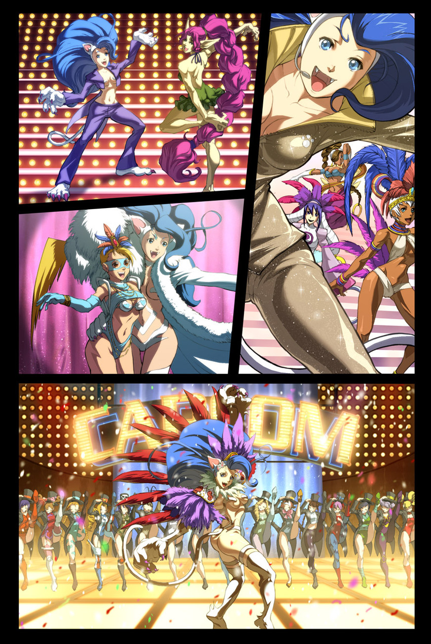 cammy white, lilith, felicia, rainbow mika, ibuki, and 14 more (street fighter and 9 more) drawn by arnold_tsang and udon_entertainment