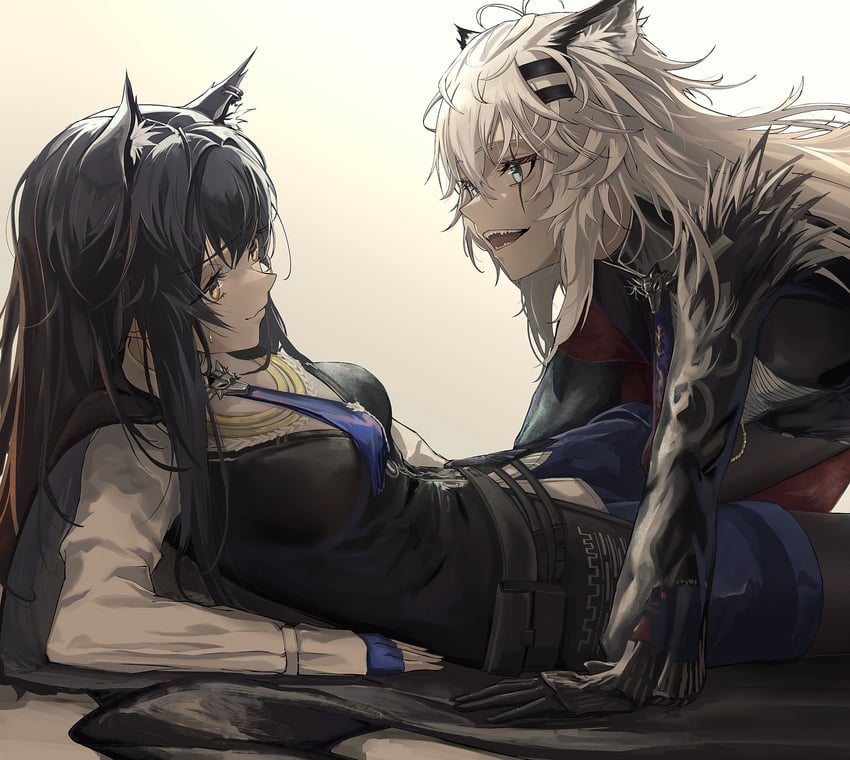 texas, lappland, texas the omertosa, and lappland the decadenza (arknights) drawn by etobane
