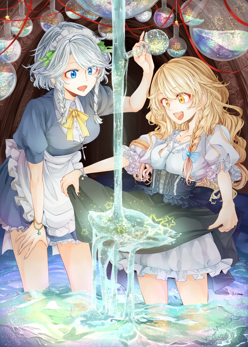 kirisame marisa and izayoi sakuya (touhou) drawn by souta_(karasu_no_ouchi)