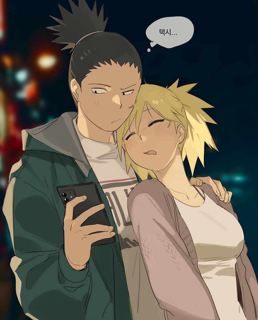 temari and nara shikamaru (naruto and 1 more) drawn by unico_cats2