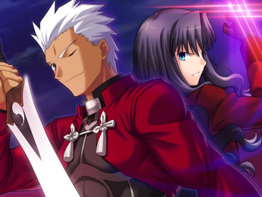 tohsaka rin and archer (fate and 2 more) drawn by higurashi_ryuuji